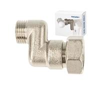 tecuro Raccord en S pour radiateur - 20 mm - Compensation de hauteur avec eurocône - DN 15 (1/2") AG x DN 20 (3/4") - Écrou de raccordement en laiton nickelé - AGS-20