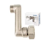 tecuro Raccord en S pour radiateur - 60 mm - Compensation de hauteur avec Eurocône - DN 15 (1/2") AG x DN 20 (3/4") - Écrou de raccordement en laiton nickelé - AGS-60