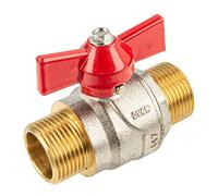 tecuro Robinet à boisseau sphérique, filetage extérieur des deux côtés G 3/4" (DN 20), poignée papillon, laiton nickelé