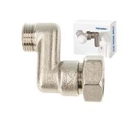 tecuro S-Connection Radiateur 30 mm réglable en hauteur avec cône Euro DN 15 (1/2") mâle x DN 20 (3/4") écrou raccord laiton nickelé AGS-30