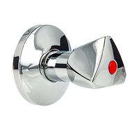 tecuro Tête de robinet 3/4" pour vannes d'arrêt encastrées - Eau chaude rouge, partie supérieure de la vanne en laiton avec poignée de piquet triangulaire, rosace murale 70 mm