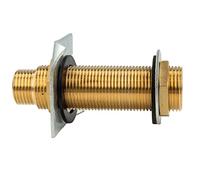 tecuro Traversée murale en laiton G 1/2 x G 3/4 pouces x 95 mm, pour épaisseurs de paroi jusqu'à 65 mm, conforme à la réglementation sur l'eau potable 50930-6, avec plaque à griffes, laiton