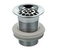 tecuro Vanne à tige avec entrée trouée, raccord 1 1/4", bonde pour lavabos sans trop-plein, laiton chromé