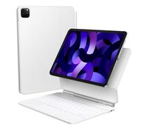 TECURS Clavier avec Étui pour iPad Air/Pro 11 (M3/M2, 2025/2024, 4e/3e/2e/1ère Gen) avec Trackpad Magic Keyboard, QWERTZ, Blanc