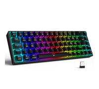 TECURS Clavier Gaming sans Fil Bluetooth Gamer Keyboard Mécanique PC Clavier Lumineux Clavier 65% TKL Rechargeable RGB Filaire QWERTZ Rouge Switch pour PC Windows/Mac /PS5 Noir