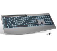 TECURS Clavier sans Fil Ergonomique avec Repose-Poignet, 2,4G Wireless Keyboard Silencieux Rechargeable avec Copilot, Rétroéclairé, Clavier Ordinateur AZERTY pour Windows 11/10/8/7/Vista/XP, Linux