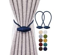 TECVINCI Embrasses de Rideau Magnétiques avec Aimant Plus Grand de Mise à Niveau, Paquet de 2 Retenues de Draperie de 40 cm pour Rideau Intérieur et Extérieur - Bleu Marine