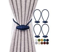 TECVINCI Embrasses de Rideau Magnétiques avec Aimant Plus Grand de Mise à Niveau, Paquet de 4 Retenues de Draperie de 40 cm pour Rideau Intérieur et Extérieur - Bleu Marine