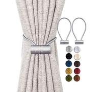 TECVINCI Lot de 2 embrasses de rideaux magnétiques avec aimant plus grand, 40,6 cm, pour rideaux occultants et transparents - Gris argenté