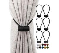 TECVINCI Lot de 6 embrasses de rideaux magnétiques avec aimant plus grand, 40,6 cm, pour rideaux occultants et transparents - Noir