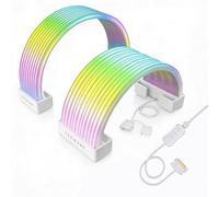 TECWARE Flex RVB, kit de cache-câbles, ensemble de bandes LED lumineuses pour extensions de bloc d'alimentation, synchronisation ARGB 5 V 3 broches, compatible avec câble GPU 8 broches ou 16 broches
