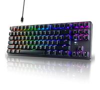 TECWARE Phantom+ Clavier de jeu mécanique RVB 87 touches, noir, TKL Thocky Creamy, remplaçable à chaud, touches ABS à double tir, USB-C filaire, N-Key Rollover | Commutateur linéaire rouge Wraith