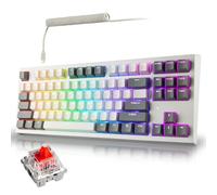TECWARE Phantom+ Clavier mécanique 87 touches LED RVB Blanc Elite Wraith Rouge