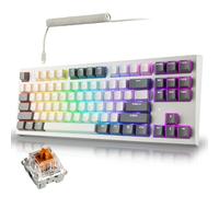 TECWARE Phantom+ Elite 87 Clavier de jeu mécanique | Rétroéclairé à DEL RVB | Commutateurs Wraith Brown remplaçables à chaud | Disposition TKL 87 touches | Profil sonore Thocky | Bluetooth sans fil