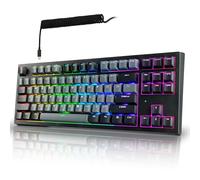 TECWARE Phantom+ Elite Clavier de jeu mécanique RVB 87 touches | 3 modes sans fil Bluetooth 5.0 2,4 GHz et USB C filaire | 5 broches remplaçable à chaud | Touches PBT à double shot | Interrupteur