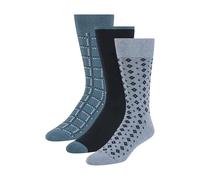 Ted Baker 3 Pack Pattern Crew Dress Socks Chaussettes, Lt Denim Heather/Navy/Real Teal, Taille Unique Hommes