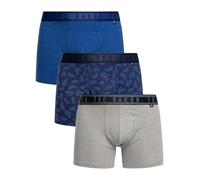 Ted Baker Lot de 3 Slips pour Homme, Bleu Mazarine/Plume Marine/Gris chiné, M
