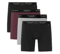 Ted Baker Lot de 4 boxers en coton stretch noir mélangé (noir, rouge, gris) ou bleu marine (noir, bleu marine, bleu) Tailles M, L et XL, Mélange noir (noir/rouge/gris/noir), M