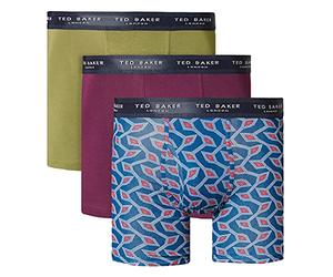 Ted Baker Mens 3-Pack Coton Boxeur - Capulet Olive/Violet/Gibraltar - S