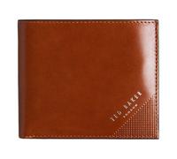 Ted Baker Porte-monnaie brun clair en cuir pour homme - Embossed Corner Leather Bifold Coin Wallet Tan 322614