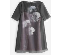 Ted Baker Ted Baker Black Fallyn Printed Organza Overlay Mini T-Shirt Dress Black EU 38 (UK 10)