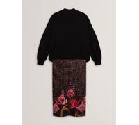 Ted Baker Ted Baker Black Kaatyy - 2-In-1 Jumper With Printed Slip Dress Black EU 38 (UK 10)