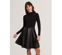 Ted Baker Ted Baker Black Milioa - Mini Dress With Faux Leather Skirt Black EU 36 (UK 8)