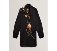 Ted Baker Ted Baker Black Molma - Neck Tie Printed Mini Dress Black EU 38 (UK 10)