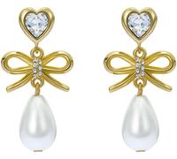 Ted Baker Ted Baker Gold Tone/Pearl & Crystal IVY: Icon Charm Heart Bow Drop Earrings