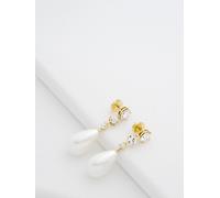 Ted Baker Ted Baker Gold Tone, White & Crystal Pearsti: Statement Bead Drop Earrings