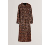 Ted Baker Ted Baker Natural Jadeaa - Sequinned Long Sleeve Midi Dress Natural 16