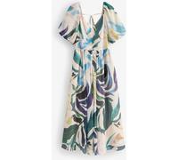 Ted Baker Ted Baker Pink Moyla Printed Puff Sleeve Ruched Detail Midi Dress Pink EU 36 (UK 8)