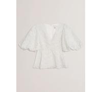 Ted Baker Ted Baker White Ellari-Tie Front Detail Balloon Sleeve Top