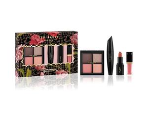 Ted Baker The Full Flourish Gift Lot de 4 ombres à paupières, mascara, rouge à lèvres et brillant à lèvres, coffret cadeau de maquillage de luxe pour elle, ravissant coffret cadeau cosmétique pour