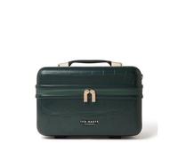 Ted Baker Trousse de Maquillage Rigide Verte Crocodile, 36 cm, 17L, avec Compartiments, poignée de Transport et bandoulière, Doublure Logo, Organisateur de Voyage.