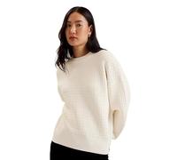 Ted Baker Wmk-tedtyy-Jacquard Knitted Crew Neck Sweater, Ivoire, 42 Femme