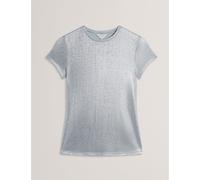 Ted Baker Women's Metallic Short Sleeve Slim Fit T-Shirt Bleu 12 (M) Female