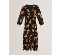 Ted Baker Women's Plain Midi Tea Dress Noir 10 (S) Female