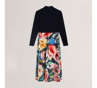Ted Baker Women's Print Midi Tea Dress Marine 10 (S) Female