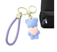 Ted{City} Porte-clés ours en forme de cœur 3,6 x 6 x 3,6 cm | Pendentif en résine pour sac à dos | Cadeau pour enfants et adultes | Accessoire de collection amusant, bleu ciel, Refer to description