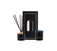 Ted Sparks Moss & Sandalwood Lot de bougies parfumées et diffuseurs noirs en cire de soja, diffuseur contient 8 bâtonnets en fibre noire, jusqu'à 3 mois de parfum, TED-GB-M-C03