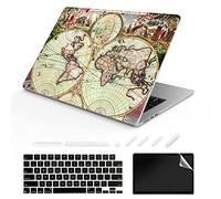 TeDaWen Coque Compatible pour MacBook Air 13,6" Version 2022 modèle : Puce A2681 M2, Housse à Motif imprimé pour Ordinateur Portable et Housse de Clavier pour MacBook Air 13.6, Carte du Monde 13