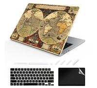 TeDaWen Coque compatible pour MacBook Air 13,6" version 2022 modèle : puce A2681 M2, housse rigide à motif imprimé pour ordinateur portable et housse de clavier pour MacBook Air 13.6, carte du monde 2