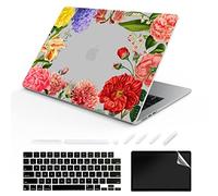 TeDaWen Coque compatible pour MacBook Air 13,6" version 2022 modèle : puce A2681 M2, housse rigide à motif imprimé pour ordinateur portable et housse de clavier pour MacBook Air 13.6, fleurs 17