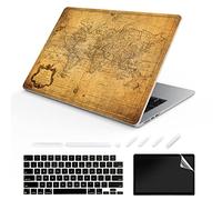 TeDaWen Coque compatible pour MacBook Air 13,6" version 2022 modèle : puce A2681 M2, housse rigide à motif imprimé pour ordinateur portable et housse de clavier pour MacBook Air 13.6, carte du monde 4