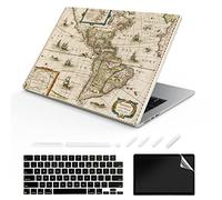 TeDaWen Coque compatible pour MacBook Air 13,6" version 2022 modèle : puce A2681 M2, housse rigide à motif imprimé pour ordinateur portable et housse de clavier pour MacBook Air 13.6, carte du monde 9