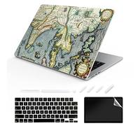 TeDaWen Coque compatible pour MacBook Air 13,6" version 2022 modèle : puce A2681 M2, housse rigide à motif imprimé pour ordinateur portable et housse de clavier pour MacBook Air 13.6, carte du monde 3