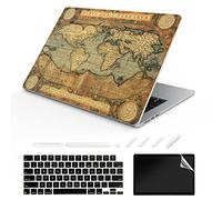 TeDaWen Coque compatible pour MacBook Air 13,6" version 2022 modèle : puce A2681 M2, housse rigide à motif imprimé pour ordinateur portable et housse de clavier pour MacBook Air 13.6, carte du monde 1