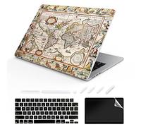 TeDaWen Coque compatible pour MacBook Air 13,6" version 2022 modèle : puce A2681 M2, housse rigide à motif imprimé pour ordinateur portable et housse de clavier pour MacBook Air 13.6, carte du monde 5