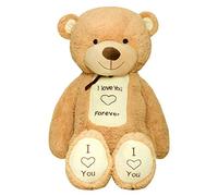TEDBI Grand Ours en Peluche 160cm | Beige | Géant Nounours Gigantesque Jouet Cadeau d'anniversaire XXL avec Broderie 'Je t'aime pour Toujours'